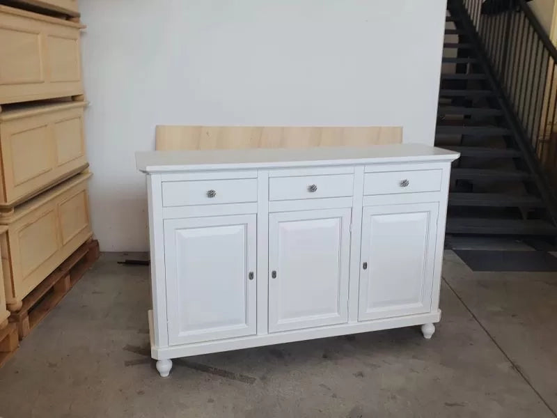 Madia credenza arte povera 3 ante legno bianco pomoli floreali 150x43x98 - Mobili 2G