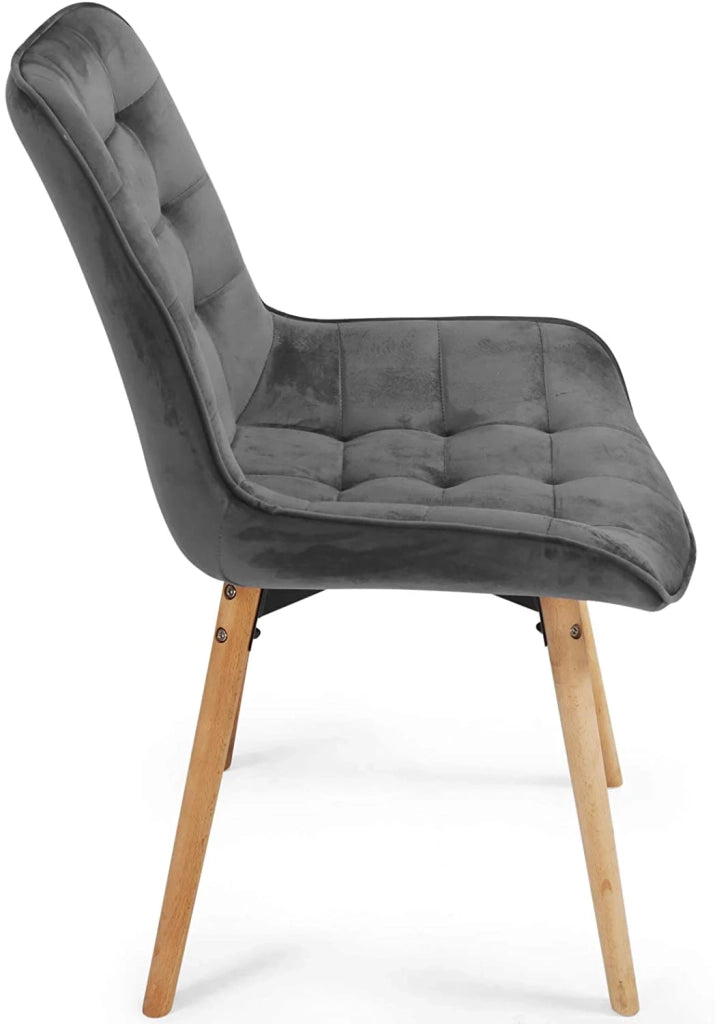 Set di 8 sedie per soggiorno e sala da pranzo con gambe in legno e velluto grigio scuro 01_0000737