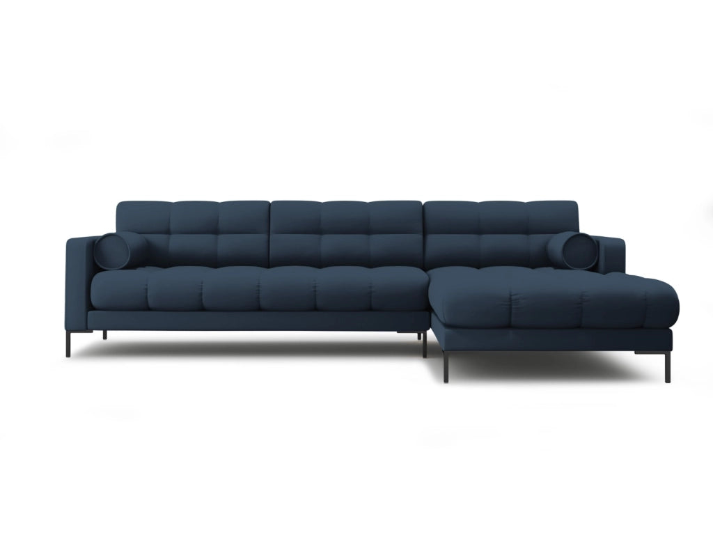 Cosmopolitan Design - Divano angolare destro "Bali" 5 posti in tessuto strutturato blu 