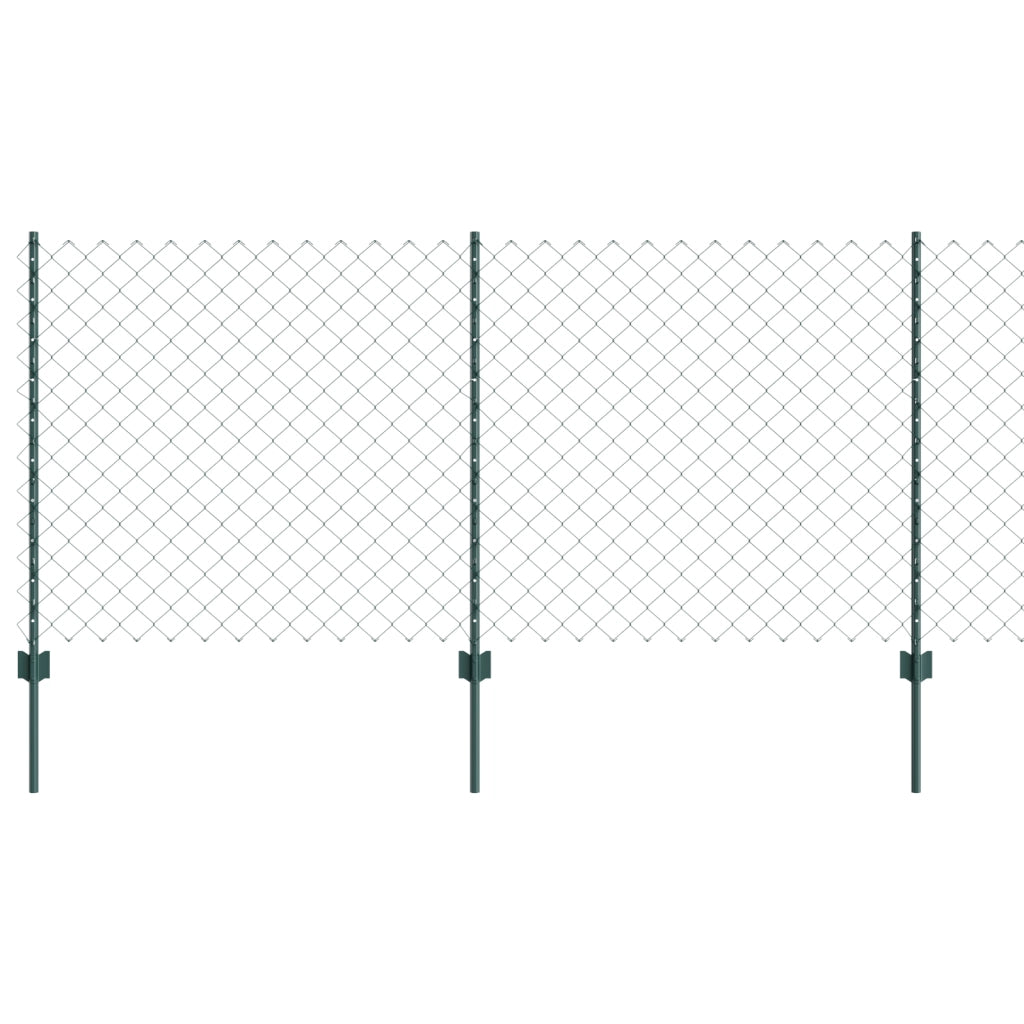 Recinto a Maglie di Catena con 10 Pali U Verde 1x10 m Acciaio