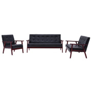 Set di divani in similpelle nera da 3 pezzi 02_0019078