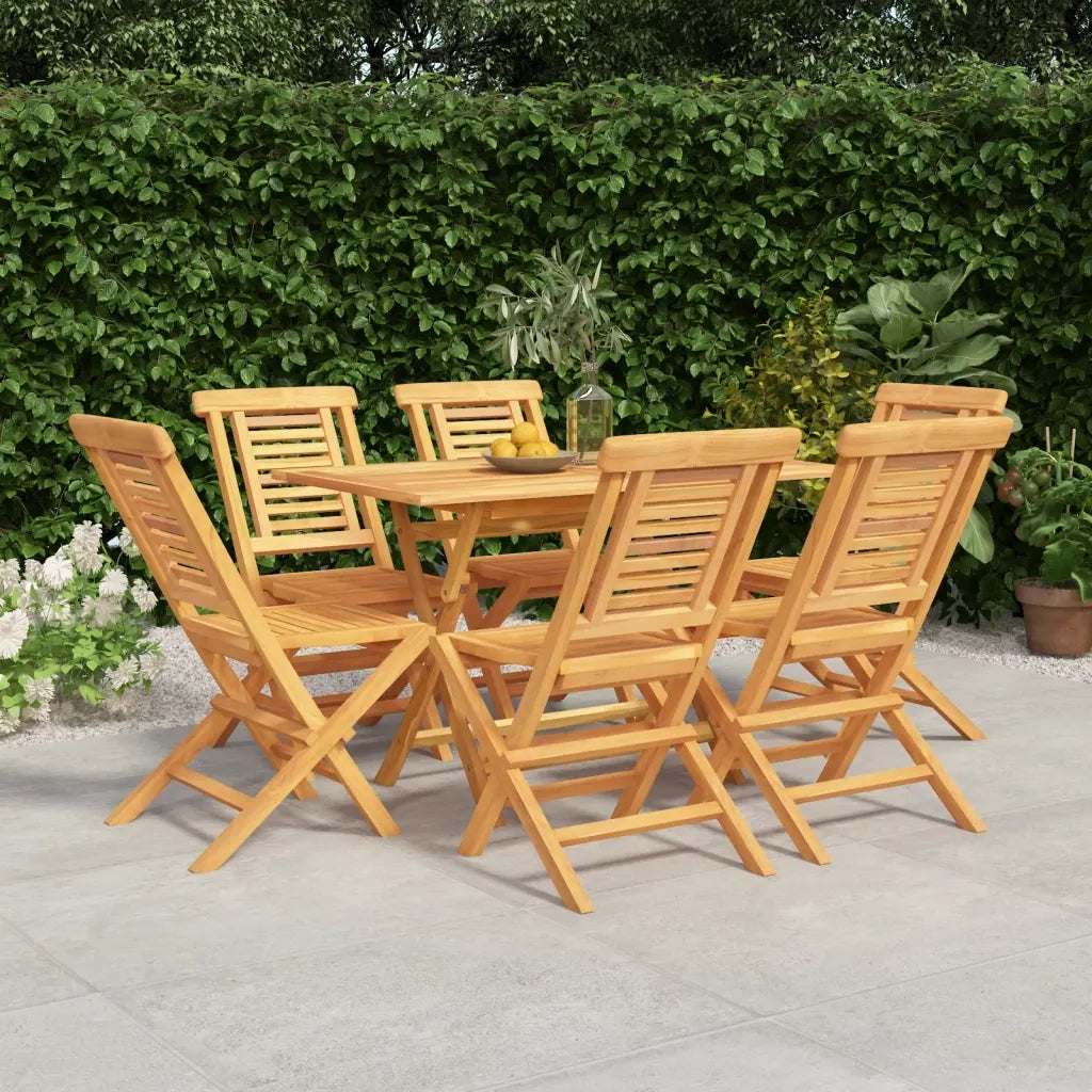Set da Pranzo da Giardino 7 pz in Legno Massello di Teak