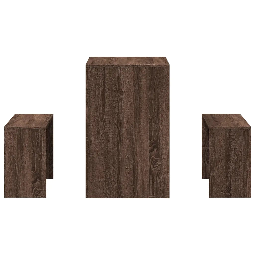 Set Tavolo da Pranzo e Panche 3 pz Rovere Marrone in Truciolato 855537