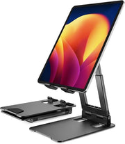 Sostegno per tablet, Sostegno per tablet pieghevole con vista cristallina, regolabile in altezza e angolo, supporto universale per iPad Pro/Mini/Air/iPhone 13 Pro Max/Galaxy Tab/Switch, 4-13" dispositivo - nero