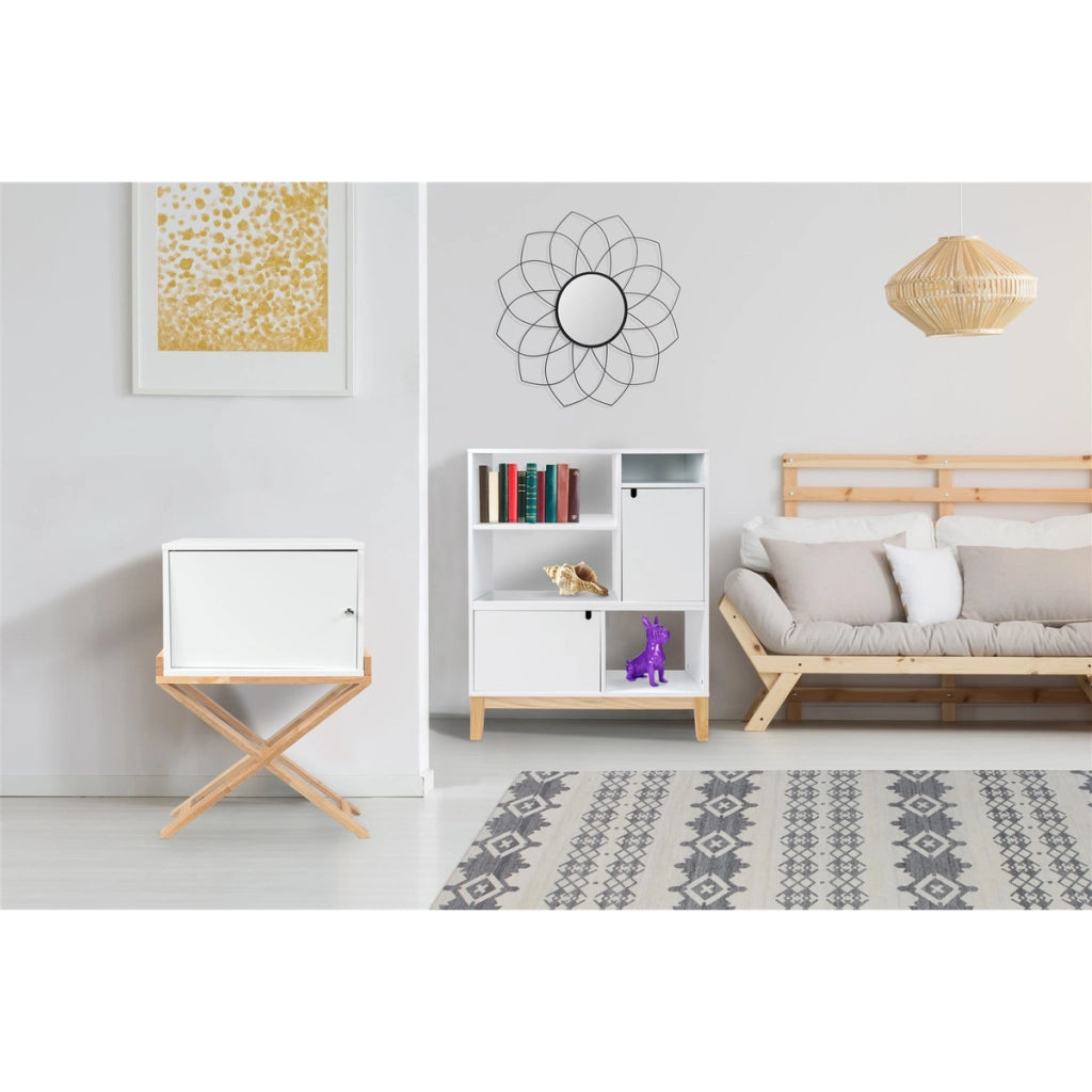 Mobiletto Valerie in Legno e MDF Bianco e Naturale