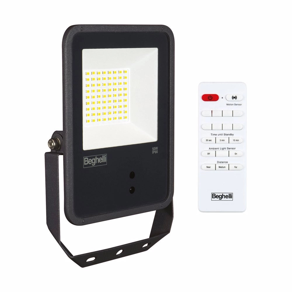 Beghelli PROIETTORE LED FL 50W IP66 NERO SENS 4000K 175X146