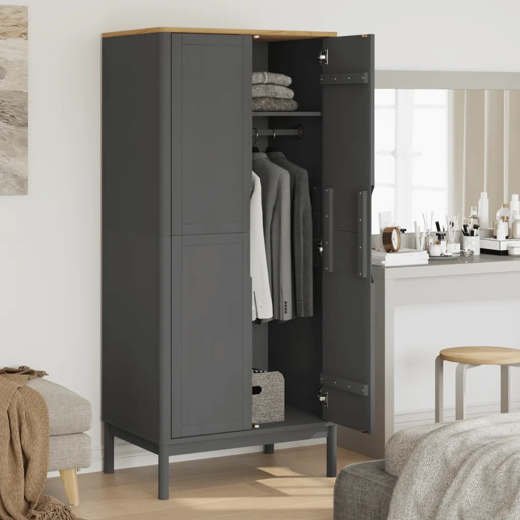 Armadio FLORO 77x53x171 cm in Legno Massello di Pino Grigio 374007