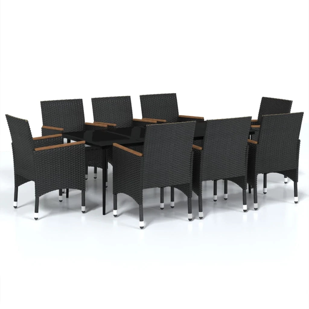 Set da pranzo da esterno nero da 9 pezzi con cuscini 02_0014176
