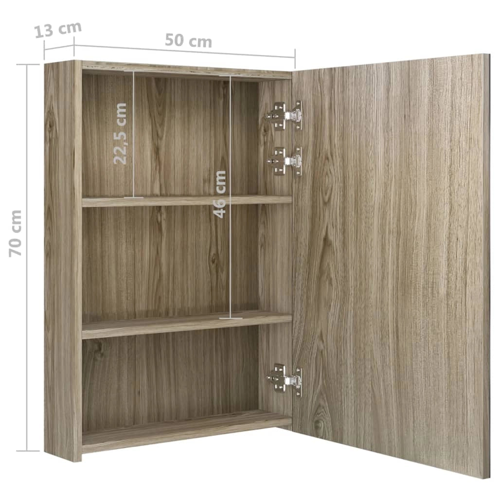 Mobile bagno con specchio LED 50x13x70 cm rovere 02_0006588