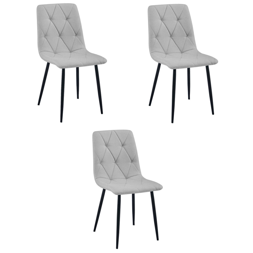 Set di 3 sedie imbottite Libra in tessuto grigio chiaro