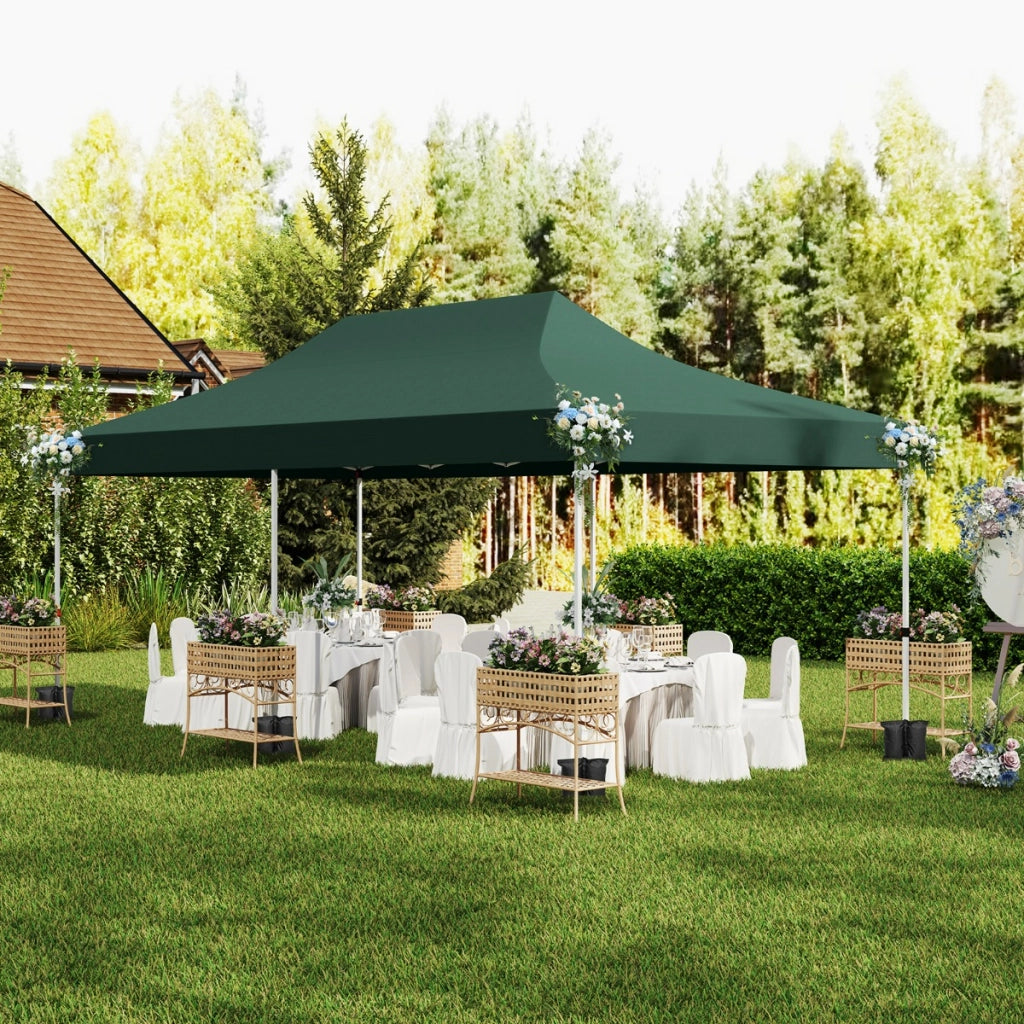 Gazebo pop-up con 6 pareti laterali e ingressi con cerniera, Gazebo istantaneo portatile per festa e picnic 3 x 6 m Verde