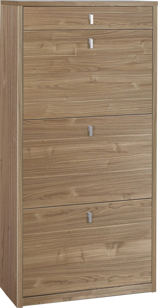 Scarpiera Salvaspazio 3 Ante 1 Cassetto 15 Paia 63x127x29 cm Noce Stelvio