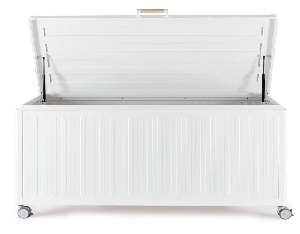 Baule Contenitore da Esterno 182x89,4x70h cm Apertura Facile e Ruote in Alluminio Ocean L Bianco