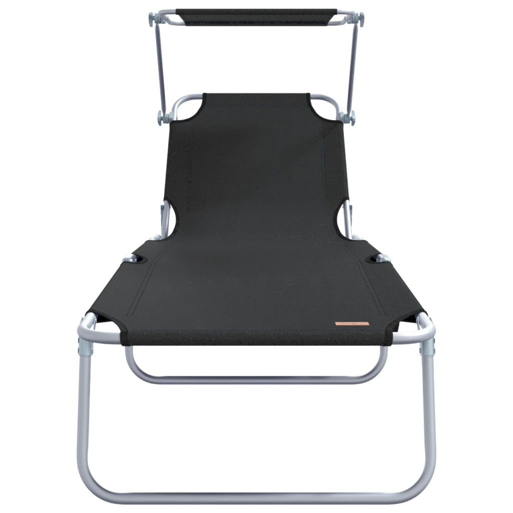 Lettini prendisole 2 pcs con tettuccio Nero tessuto Oxford 600D