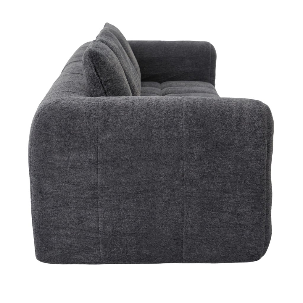 Divano angolare modulare 2 pezzi con assise profonda e schiuma ad alta densità in tessuto velluto grigio scuro