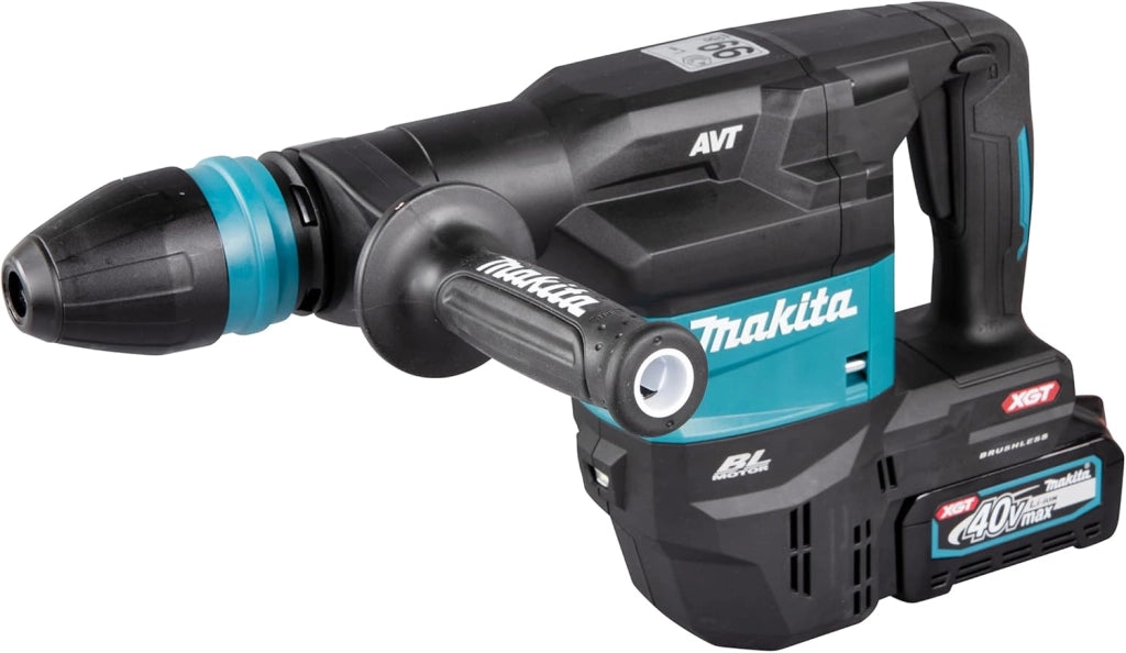 Makita HM001GM201 - Martello a batteria 40 V max. / 4,0 Ah, 2 batterie + caricatore in valigetta con adattatore radio AWS WUT01
