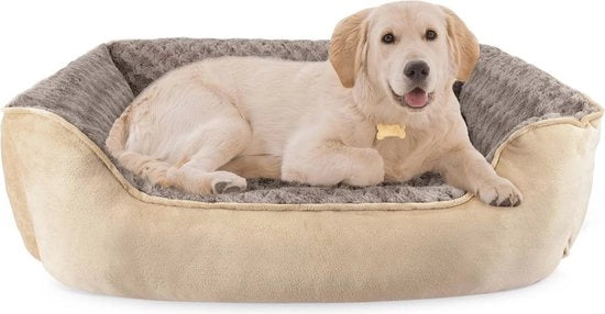 Mansarda per cani e gatti grandi, con bordo antiscivolo, altezza aumentata e supporto morbido - XL (89 x 63 x 23 cm), beige