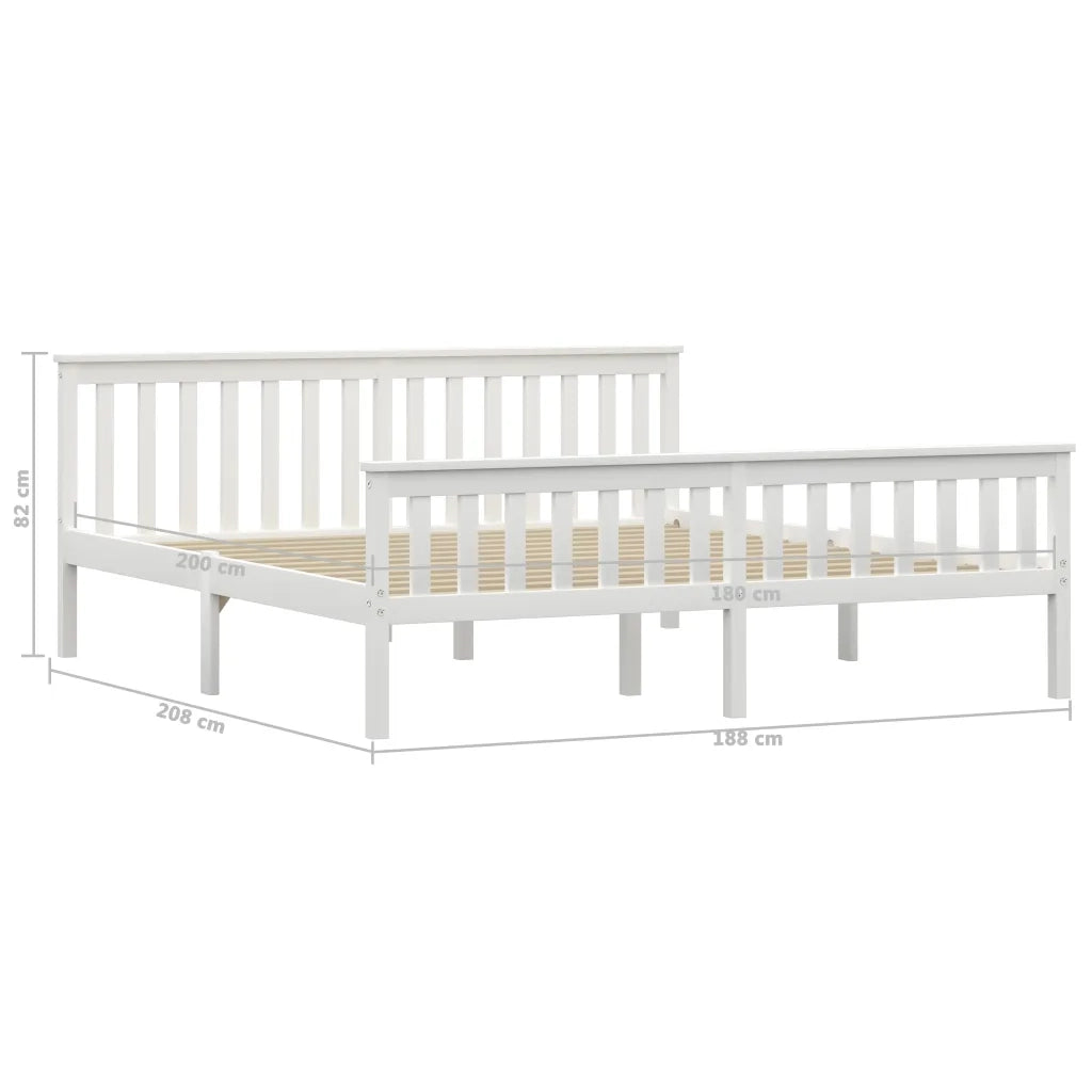 Letto matrimoniale | Letto per adulti | Giroletto senza Materasso Bianco 180x200 cm in Legno di Pino