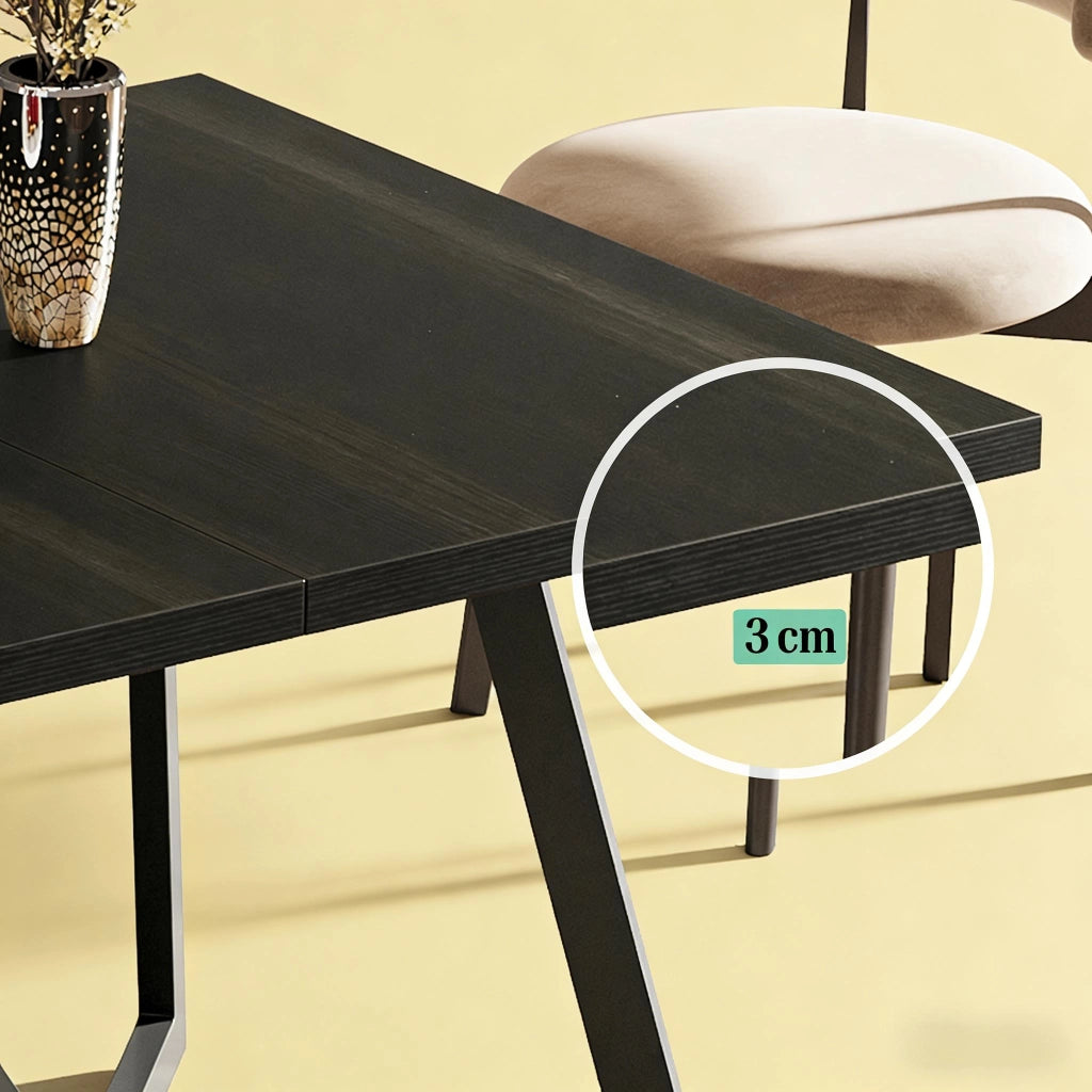 TAVOLO Rettangolare 180x80x75 cm Nero/Marrone MDF