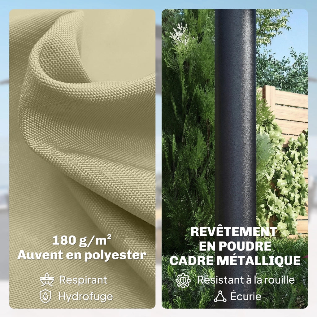 Ombrellone da Giardino Doppio LED Solare Rettangolare ¨C zephmum ¨C 395x215cm Beige