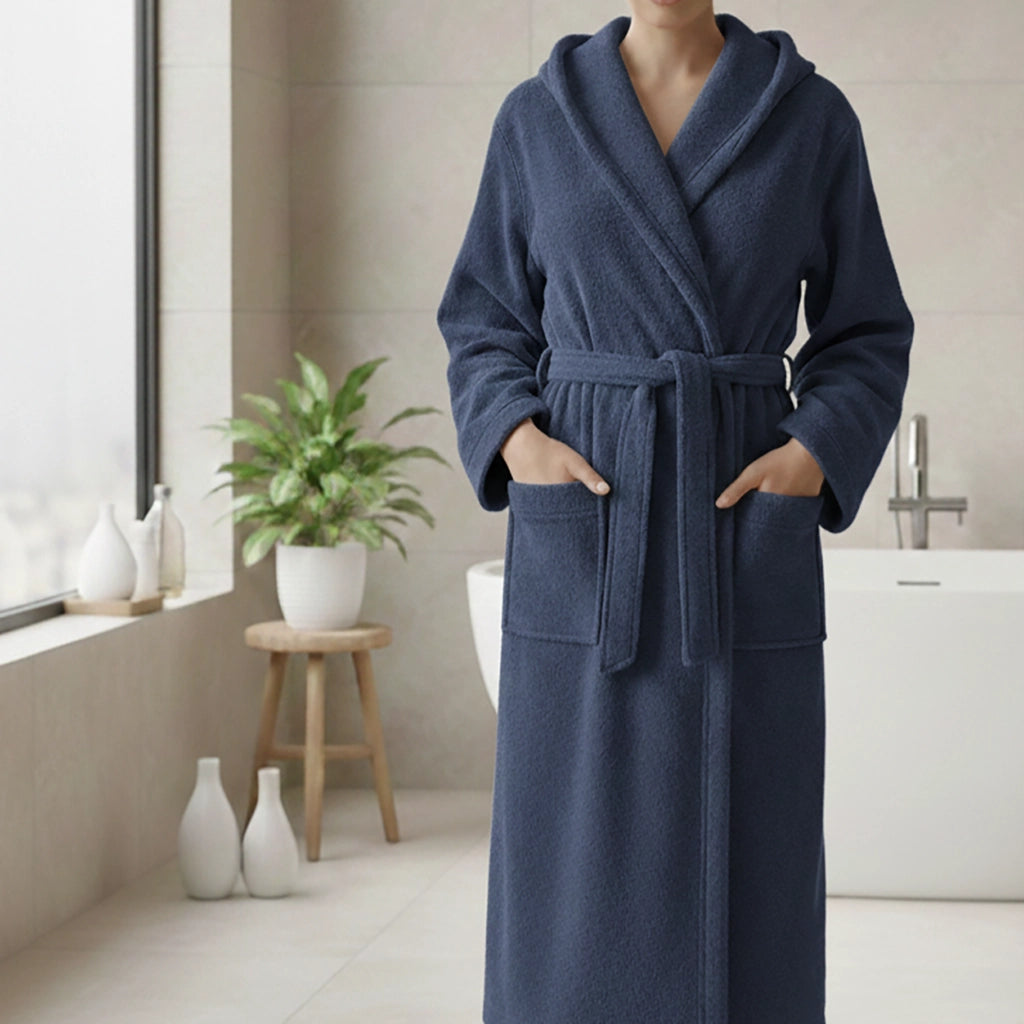 Satofa, Accappatoio 100% Cotone con Cappuccio, blu