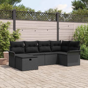 Set Divano da Giardino con cuscino 6 pcs Nero polyrattan 3358882