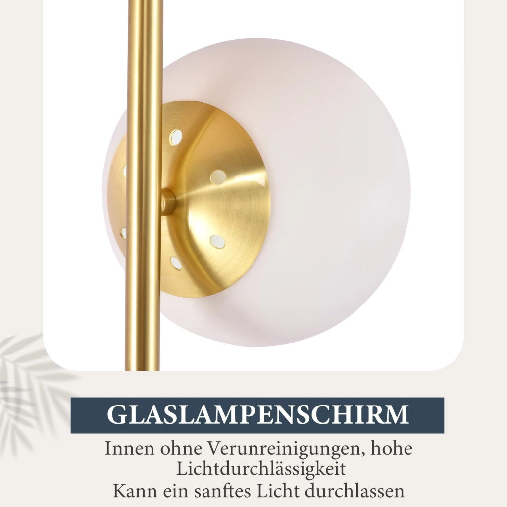 ZMH Lampada da terra moderna 3 fiamme E27 oro metallo vetro bianco interruttore pedale industriale per soggiorno