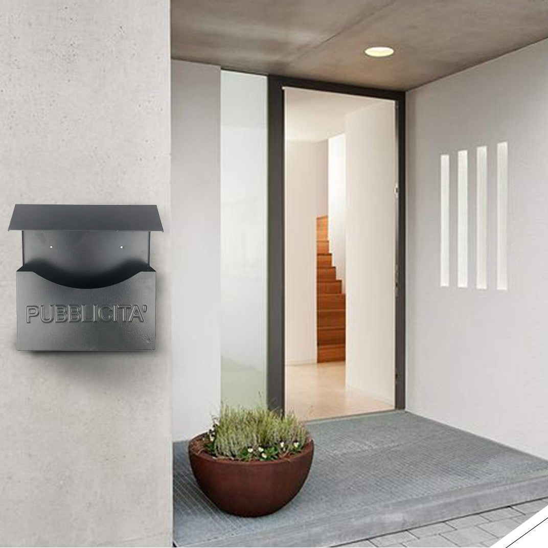 Cassetta Pubblicità 32x13x32 cm Artigian con Pensilina in Ferro Nero