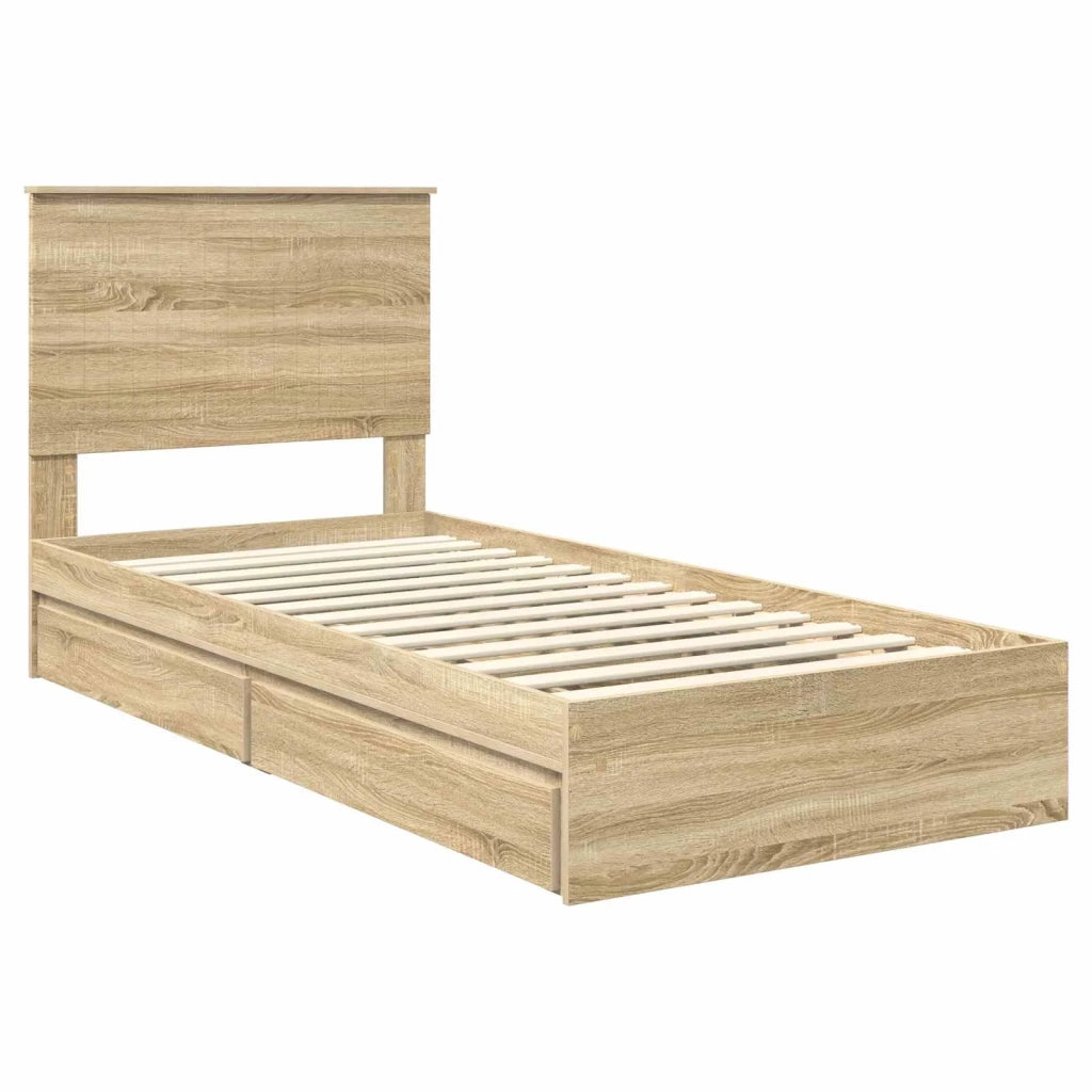 Letto con Contenitore con testiera Rovere Sonoma 90 x 190 cm 3411252