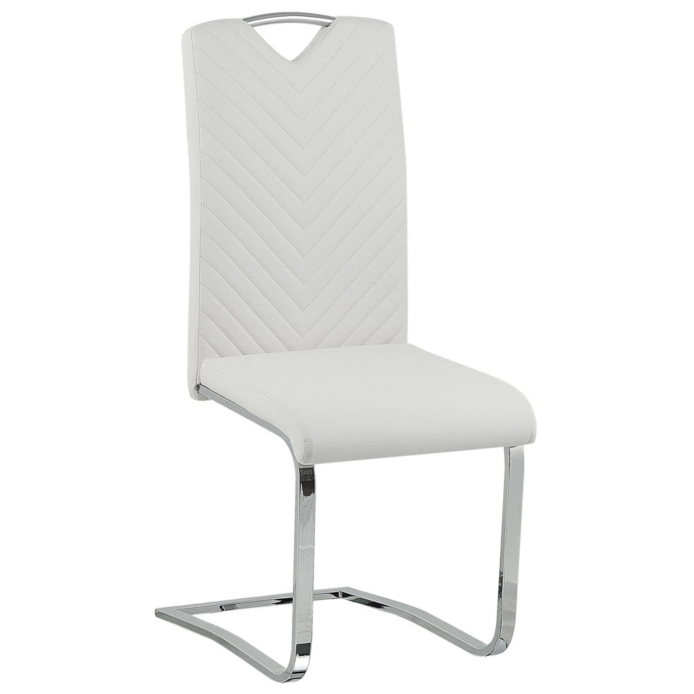 Set di 2 sedie da pranzo bianco sporco con sedile imbottito in ecopelle con schienale alto per sale conferenze a sbalzo moderne