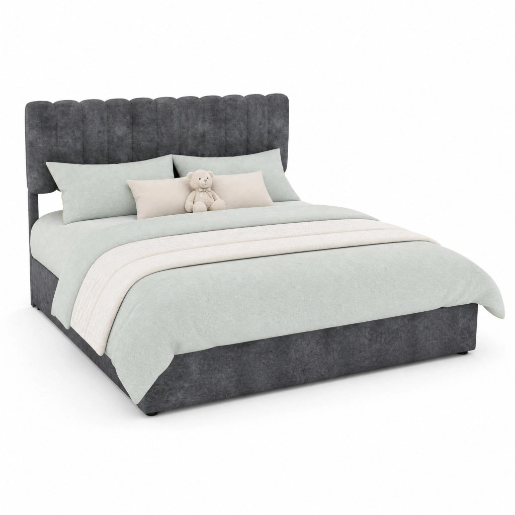 Letto matrimoniale 160x200 cm in velluto grigio