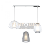 SOSPENSIONE CROMO 3 LUCI RETTANGOLARE VETRI ALPHA TR + BETA TR + GAMMA FU 1176CR-S3 R ABG-TF