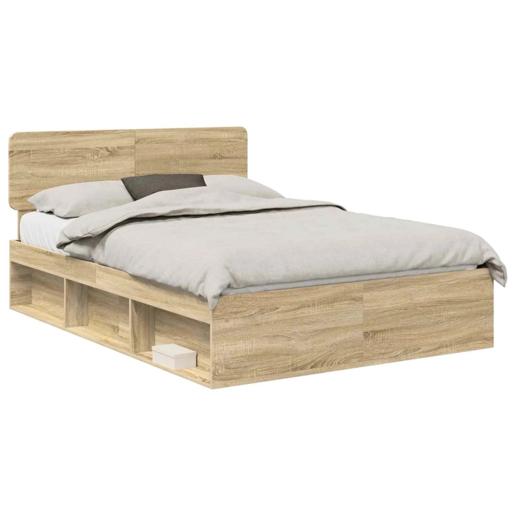 Struttura del letto Rovere Sonoma 150 x 200 cm Pino massello 3412062
