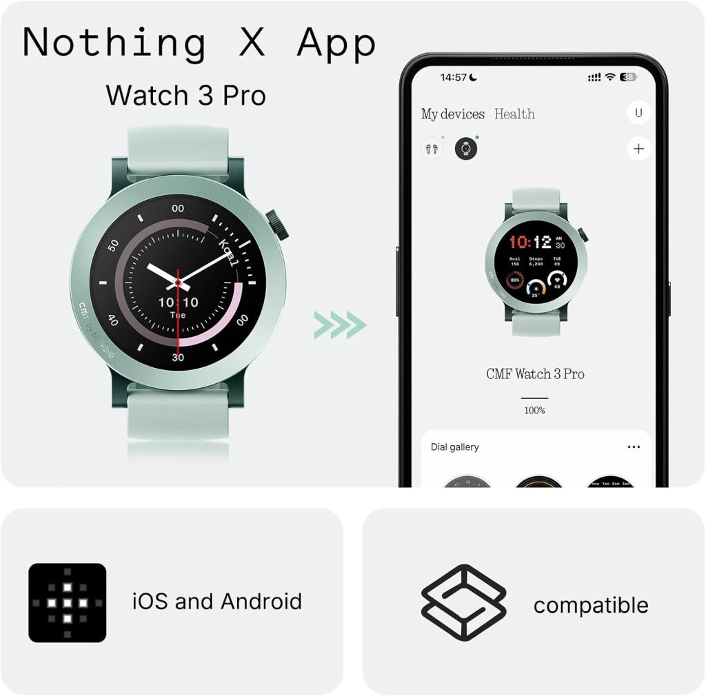CMF Watch 3 Pro – Smartwatch con Display AMOLED da 1,43", 13 giorni di autonomia, Dual-band GPS integrato, chiamate Bluetooth e monitoraggio della frequenza cardiaca – Grigio scuro