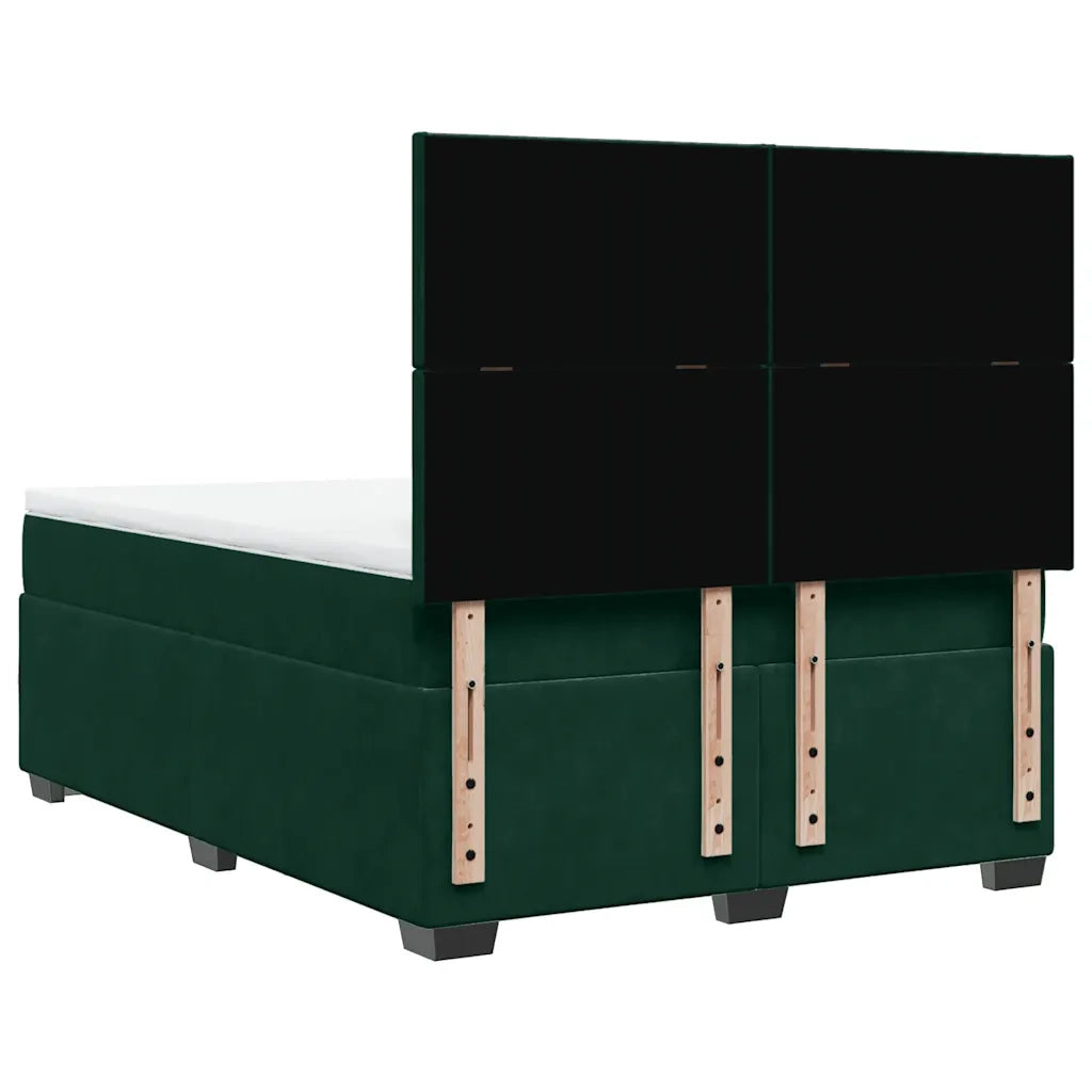 Giroletto a Molle con Materasso Verde Scuro 140x200 cm Velluto