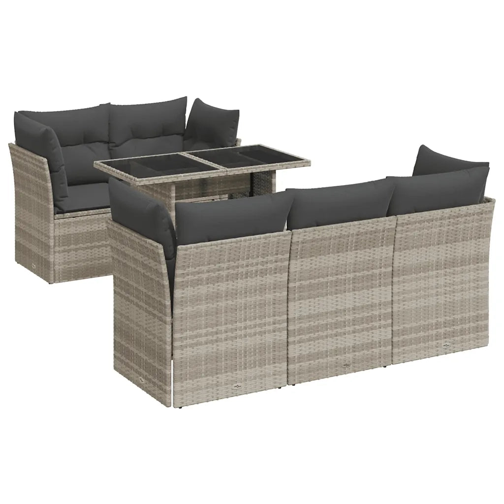 Set Divano da Giardino 6pz con Cuscini Grigio Chiaro Polyrattan 3326103