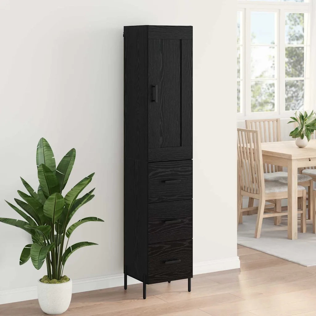 Credenza Rovere Nero 34,5 x 34 x 180 cm Legno multistrato