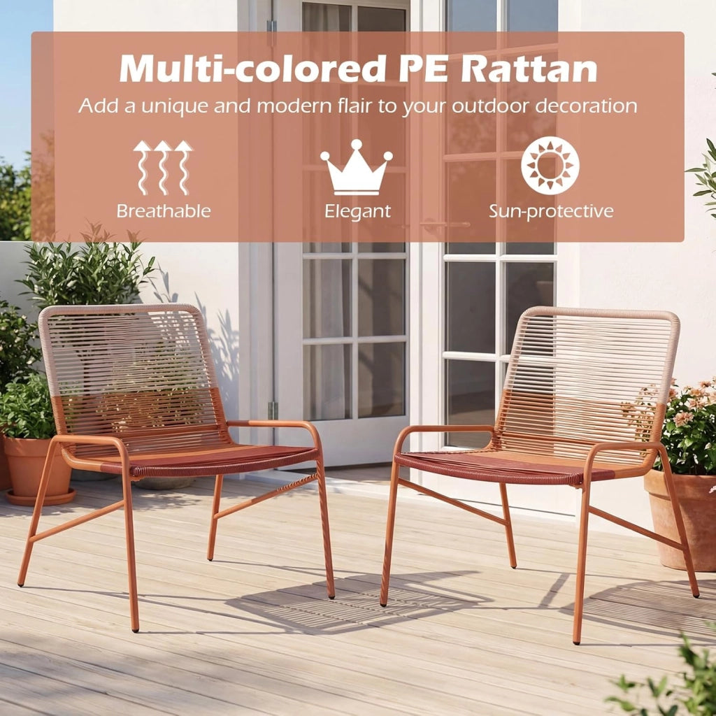 Set di mobili da giardino in rattan, piccolo balcone, set da 2 sedie con tavolo, mobili per 2 persone, mobili da terrazza, set da giardino, resistente alle intemperie, set di mobili per