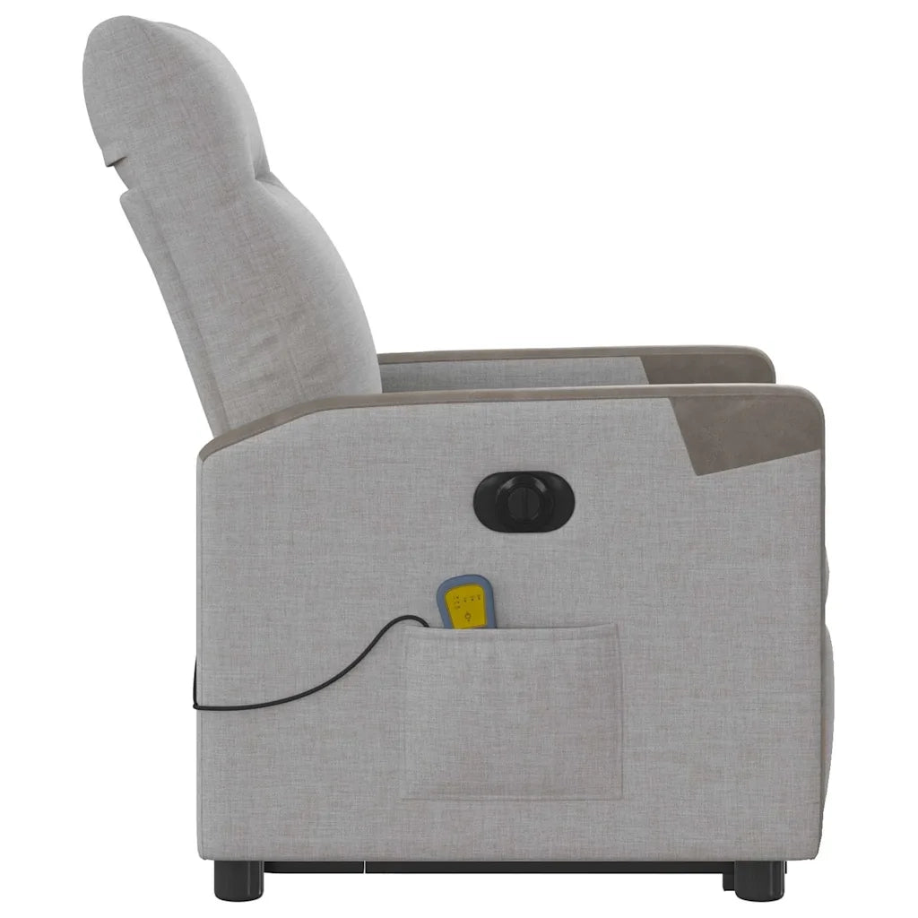 vidaXL Poltrona Alzapersona Massaggi Elettrica Grigio Nuvola Tessuto