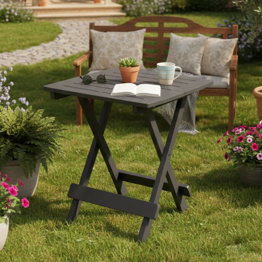 Elpino, Tavolo da Esterno 2 Posti Made in Italy, 44x44x50h cm Nero Antracite