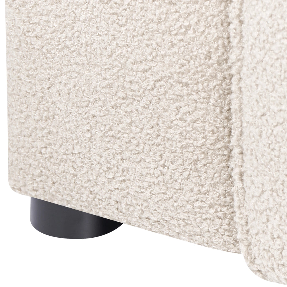 Divano angolare sinistro Rivestimento bouclé beige Gambe in legno di pino 3 posti Soggiorno