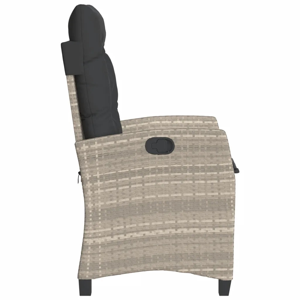 Set da Bistr¨° 3 pz | Set Salotto da Giardino con Cuscini Grigio Chiaro in Polyrattan