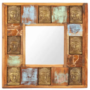 Specchio Decorato con Buddha 50x50cm Legno Massello di Recupero 321813