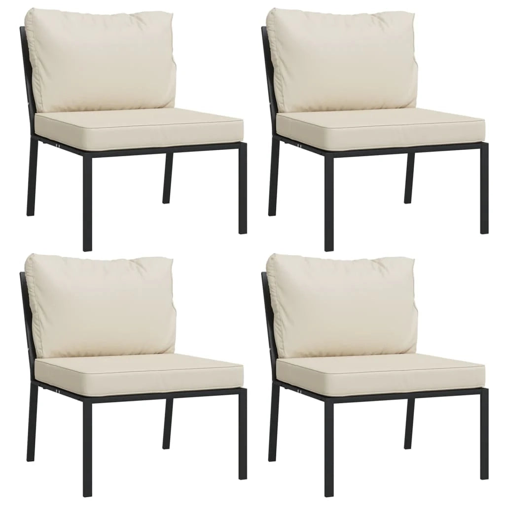 Set di mobili da giardino mobili da esterno 7 pezzi con cuscini colore sabbia acciaio 02_0017333