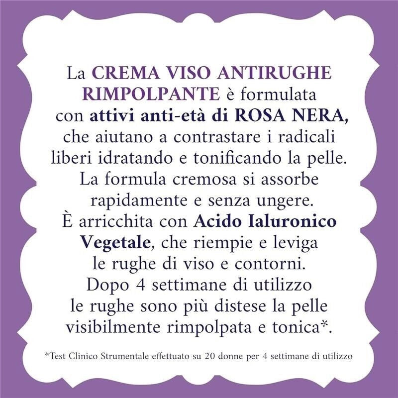 ACQUA ALLE ROSE CREMA VISO ANTIRUGHE RIMPOLPANTE ANTI-ETÀ DI ROSA NERA E ACIDO IALURONICO AZIONE RIEMPITIVANSIVA 50 ML