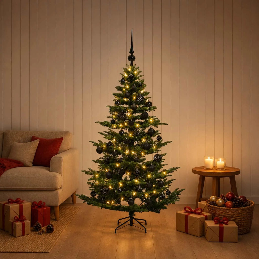 Albero di Natale artificiale con palline 120 cm 150 LED 3465571