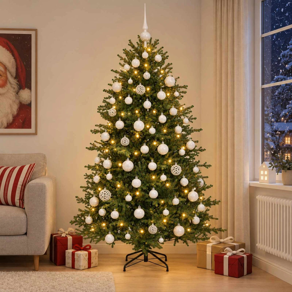 Albero di Natale artificiale con palline 210 cm 300 LED 3467102