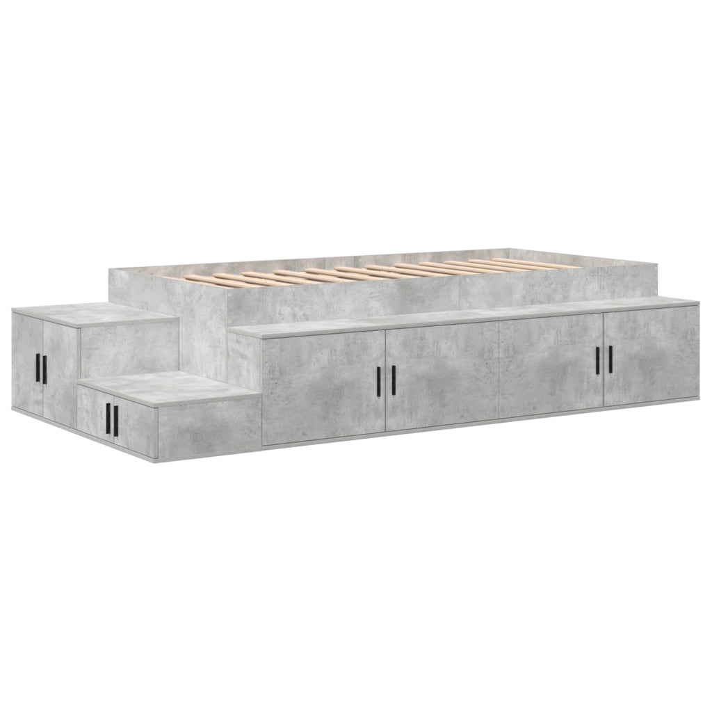 Struttura Letto da Stoccaggio Grigio Cemento 75x190 cm