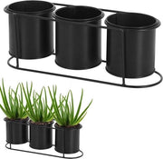 Standardeggiante in metallo nero per 3 piante - Supporto per piante a stile loft 115 x 335 cm