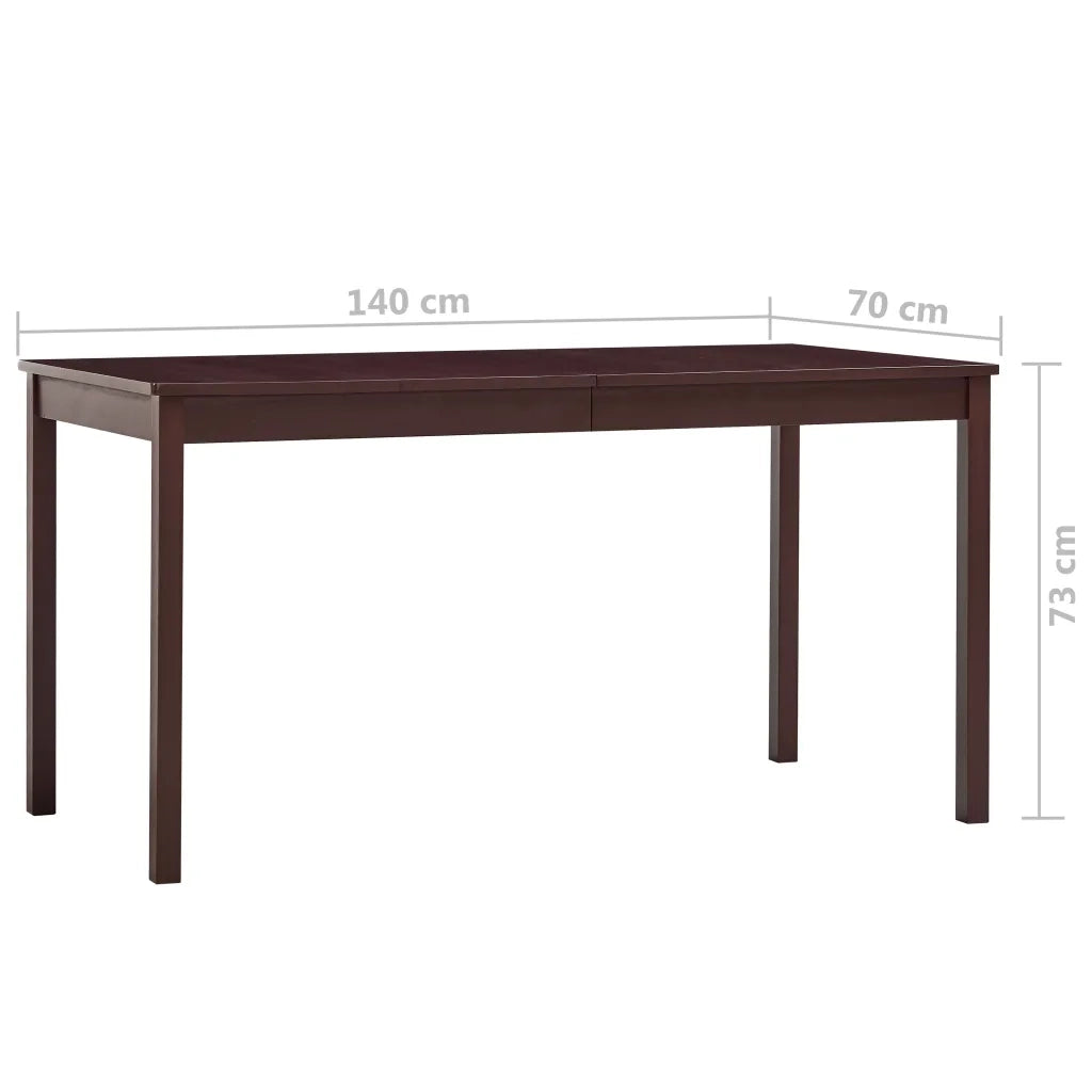 Tavolo da Pranzo Marrone Scuro 140x70x73 cm in Legno di Pino cod mxl 29849